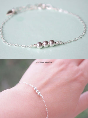Tunt armband kedja med små kulor i sterling silver 925 minimalistiskt armband