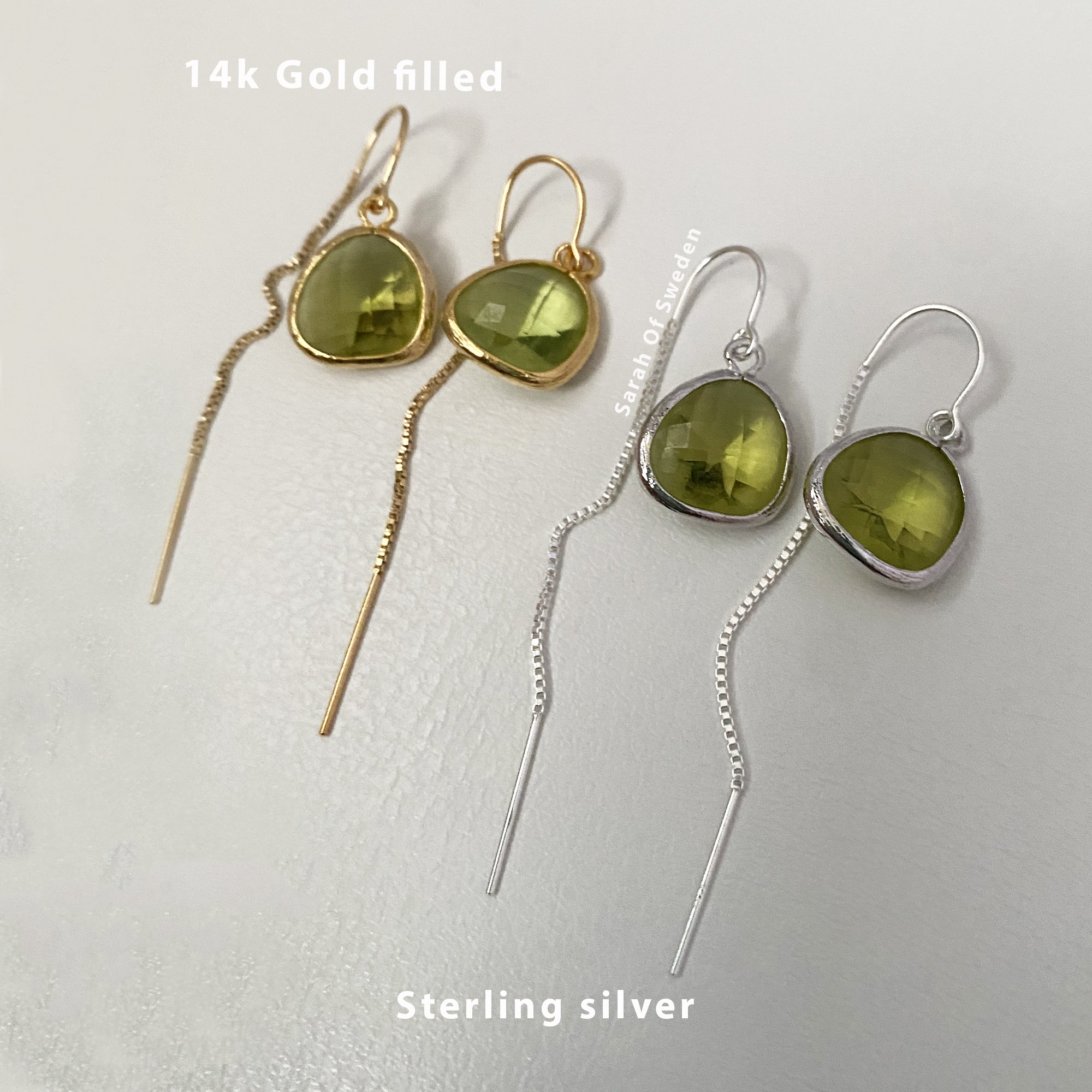 Dra igenom örat örhängen kedja i Sterling silver eller 14k gold filled