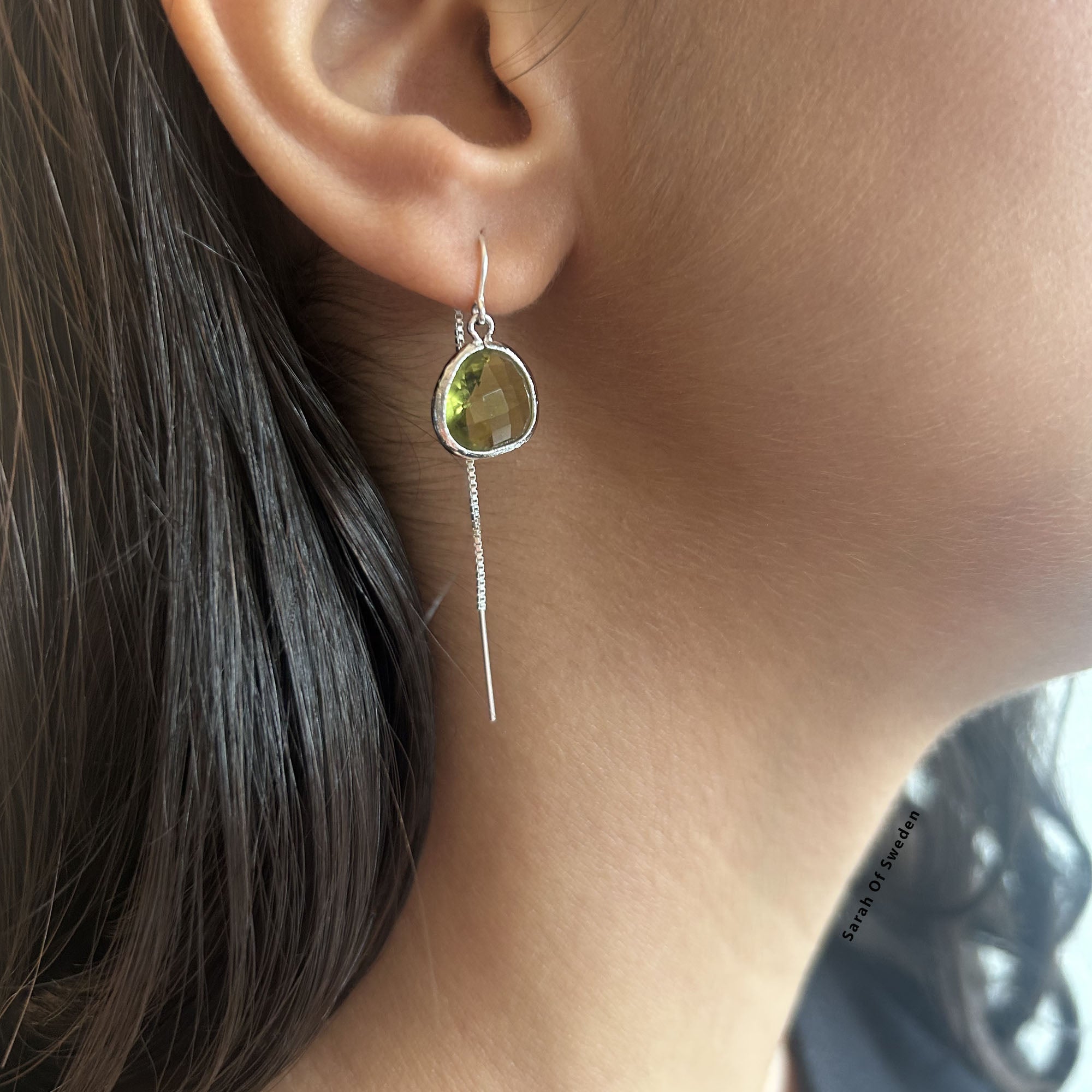 Dra igenom örat örhängen kedja i Sterling silver eller 14k gold filled