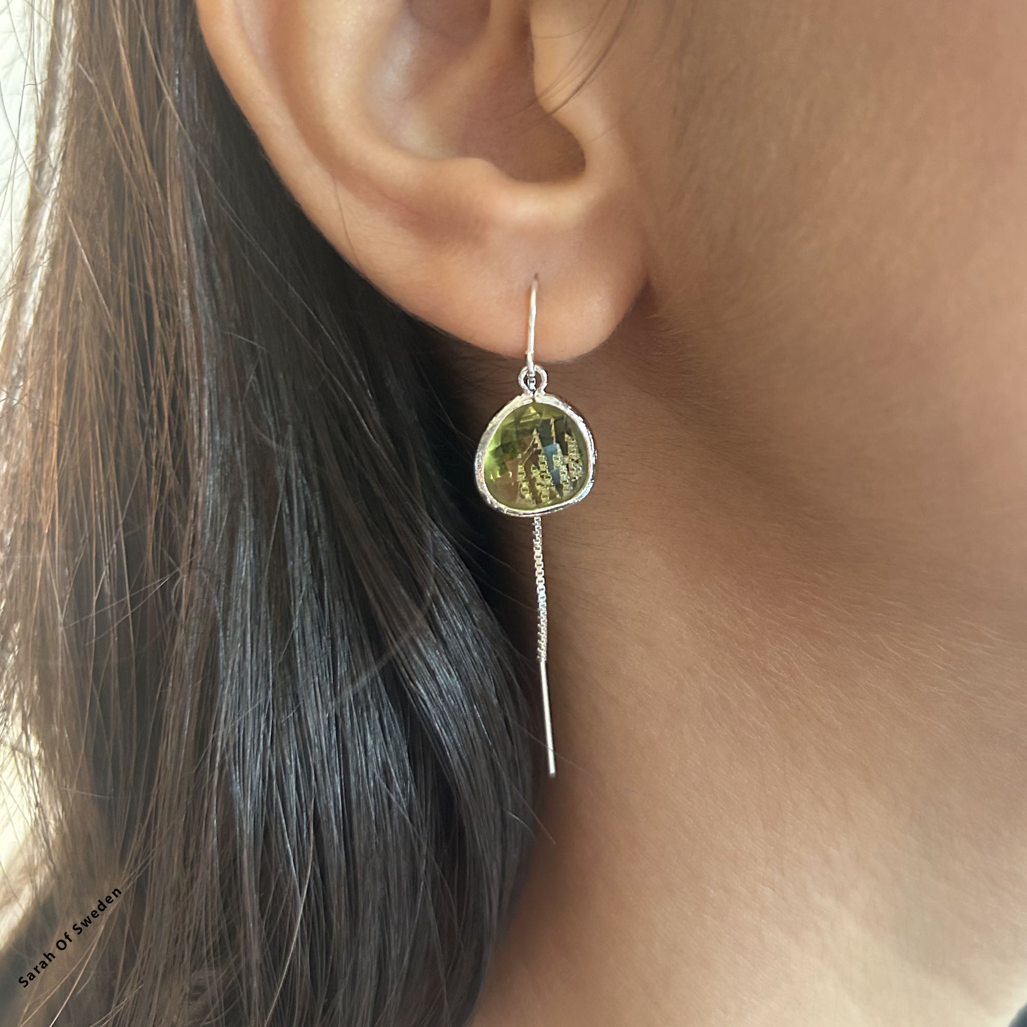 Dra igenom örat örhängen kedja i Sterling silver eller 14k gold filled