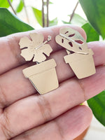 Monstera i kruka pin brosch