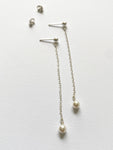 Klassiska långa örhängen Sterling silver kedja med vita Swarovskipärlor