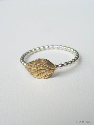 Löv ring i silver och brons