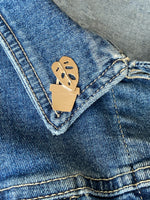 Monstera i kruka pin brosch