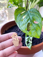 Monstera i kruka pin brosch