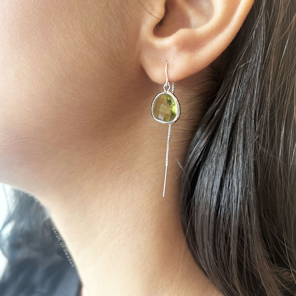 Dra igenom örat örhängen kedja i Sterling silver eller 14k gold filled