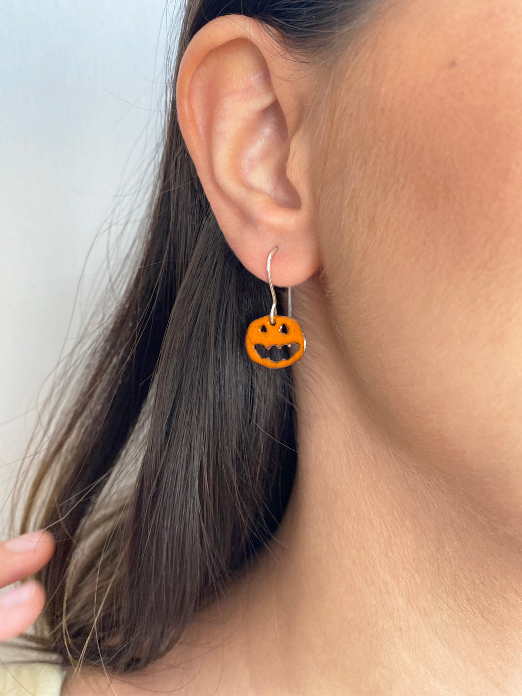 Pumpa örhängen och halsband emalj, Halloween smycken