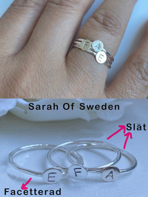 Ring med bokstav personlig ring Sterling silver och 14k gold filled