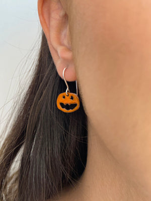 Pumpa örhängen och halsband emalj, Halloween smycken