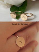 Personlig ring med bokstav gold filled ring eller sterling silver ring