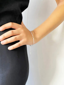 Tunt handgjort armband ring kedja länk i äkta silver 925