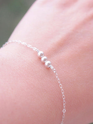 Tunt armband kedja med små kulor i sterling silver 925 minimalistiskt armband