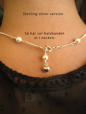 14k guldfylld halsband långt halsband med Swarovski pärlor, 14k gold filled smycken