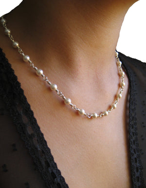 Kort halsband 14k gold filled choker, halsband med pärlor