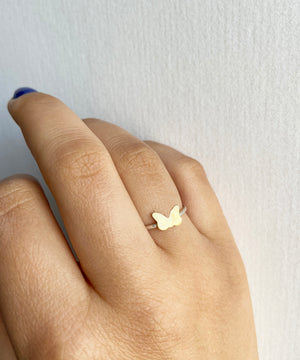 Ring fjäril Sterling silver och mässing, julklappstips till henne