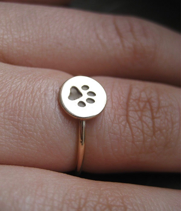 Ring tassavtryck hund katt brons och 14k gold filled