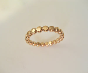 Kulring fasetterad hamrad ring guldfylld eller Sterling Silver