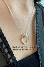 Halsband cirkel Sterling silver och gold filled med äkta pärla, Alla Hjärtans Dag