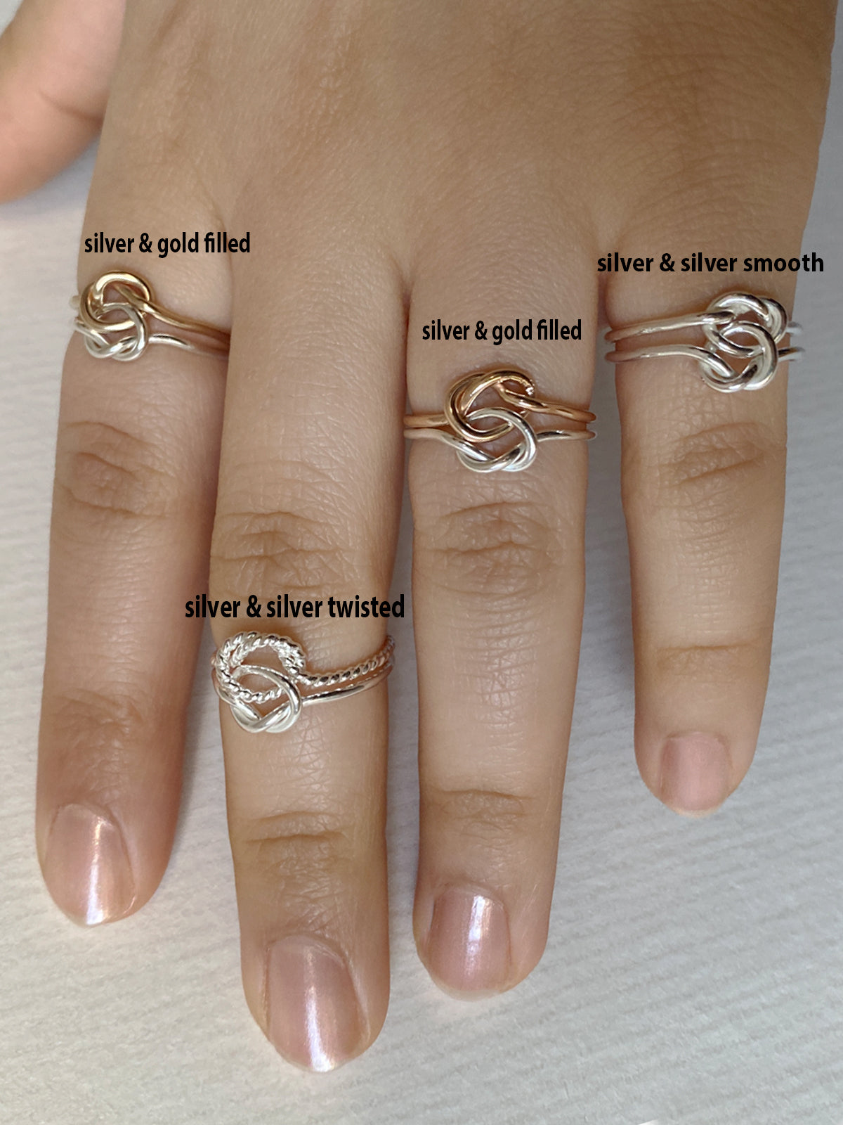 Vacker kärleksring love knot ring dubbla ringar