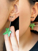 Murgröna blad örhängen i glasemalj och äkta silver