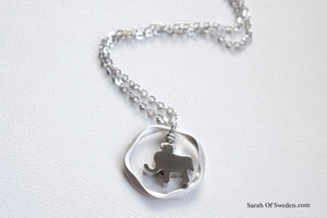 Halsband elefant sterling silver kedja, Lyckoamulett