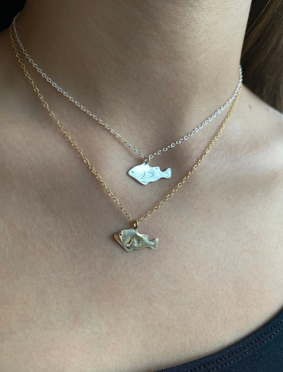 Halsband fisk Sterling silver 925, Halsband fisk 14k guldfylld