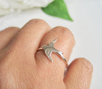 Svala slät tunn ring i Sterling silver 925, ring fågel