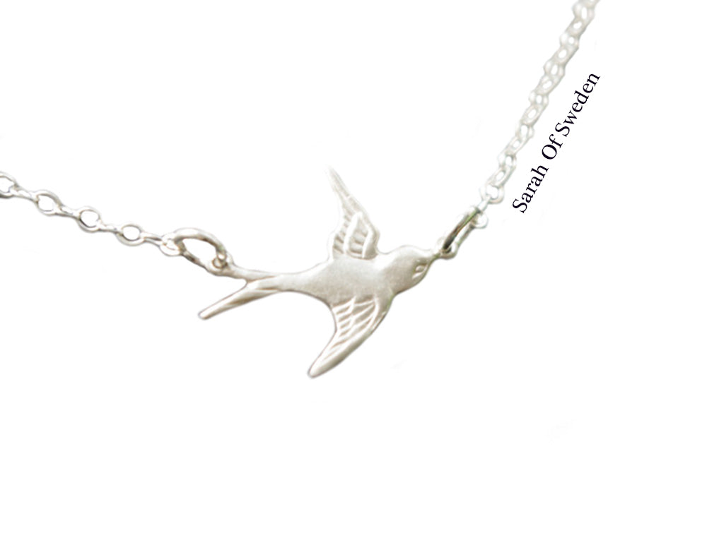 Halsband flygande fågel svala sterling silver 925
