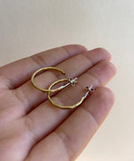 Örhängen guldfylld, 14k gold filled runda C-formade örhängen, creole open hoop