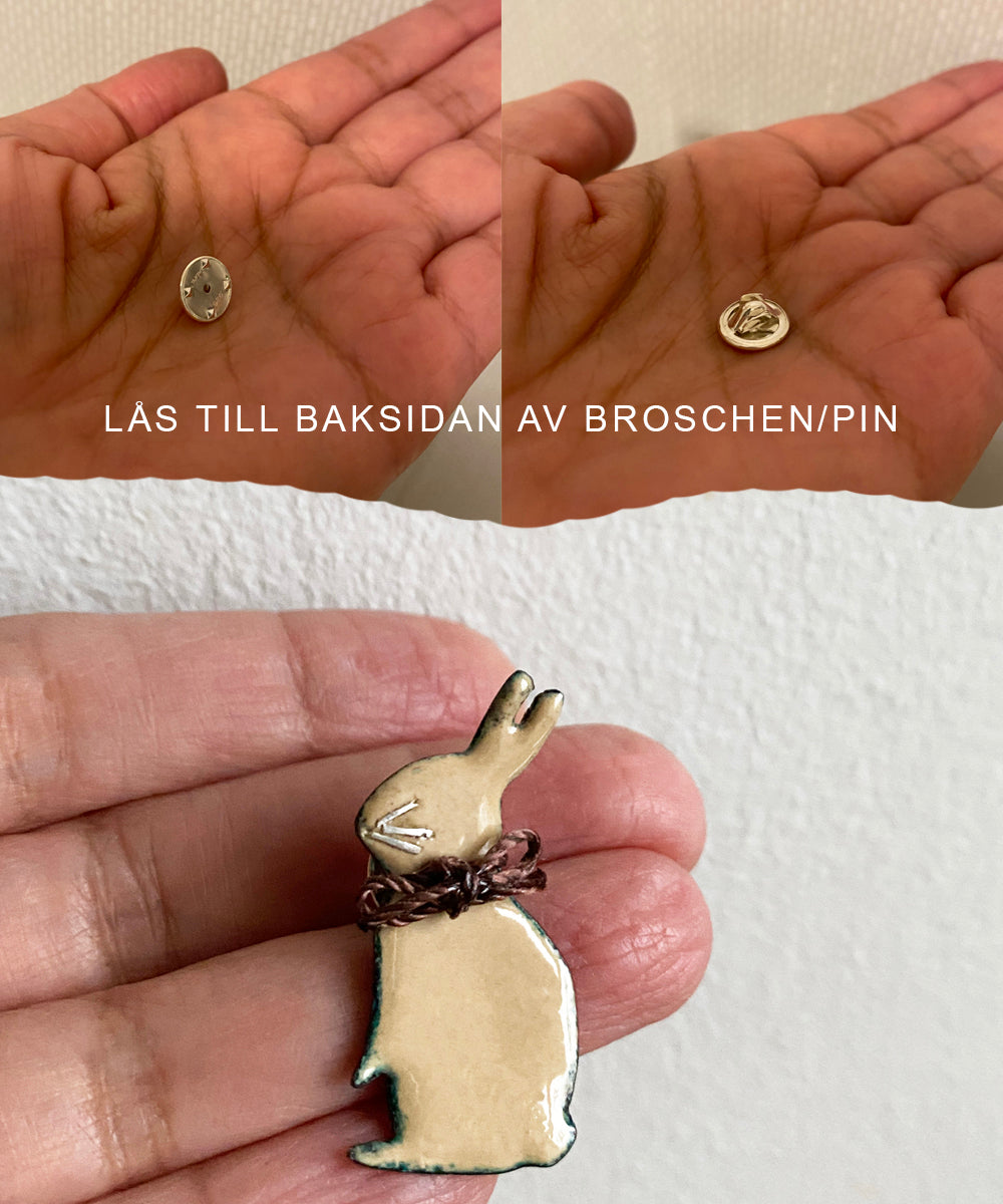 Söt handgjord bröstnål kanin brosch i emalj