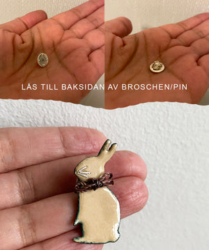 Söt handgjord bröstnål kanin brosch i emalj