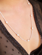 Sterling silver halsband långt halsband med Swarovski pärlor