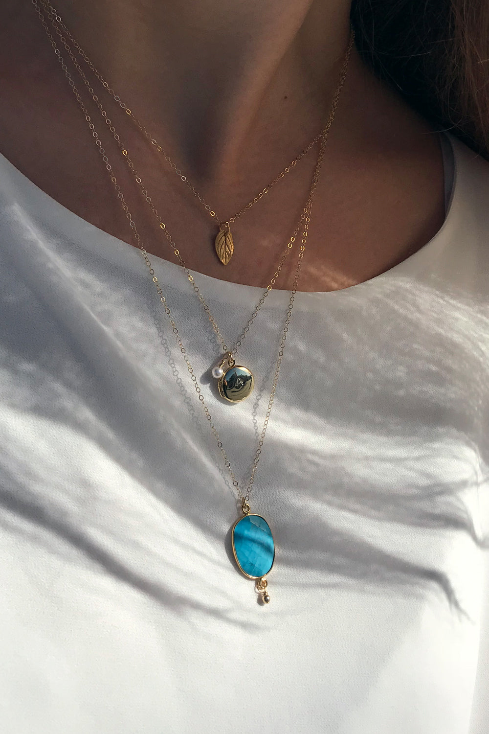 Turkos halsband i 14k gold filled