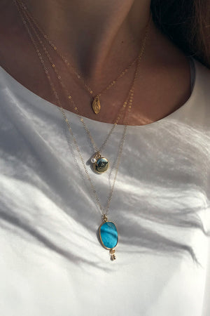 Turkos halsband i 14k gold filled