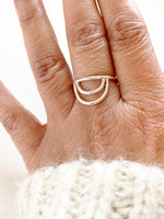 Regnbåge ring äkta silver, dubbel båge ring för henne och honom