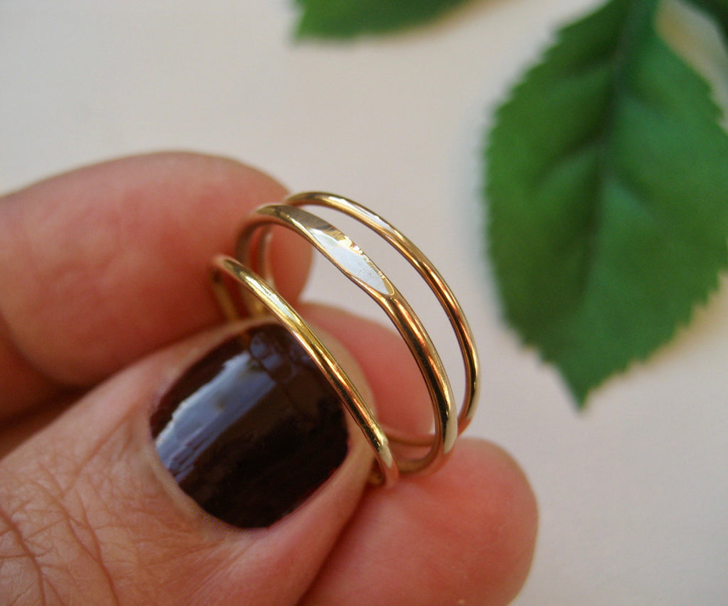 Guld ring 3 ringar i 14k gold filled, slät tunn ring