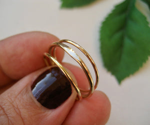 Guld ring 3 ringar i 14k gold filled, slät tunn ring