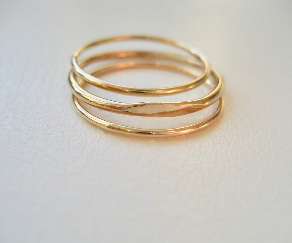 Guld ring 3 ringar i 14k gold filled, slät tunn ring
