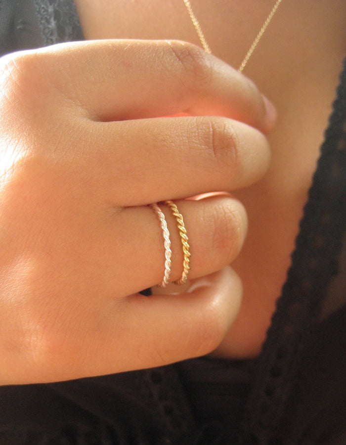 Tvinnad guldfylld ring twist ring silver 925 eller 14k gold filled