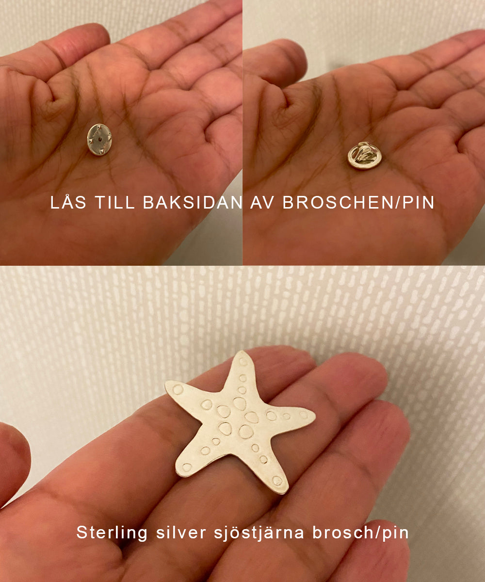 Sjöstjärna pin brosch Sterling silver, marina djur västkusten
