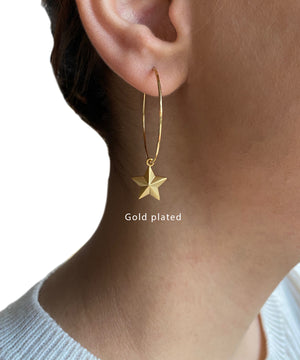 Guldpläterade örhängen hoop creol med stjärna