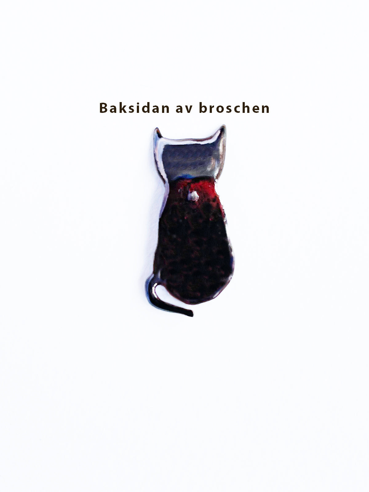 Svart katt handgjord bröstnål brosch i emalj
