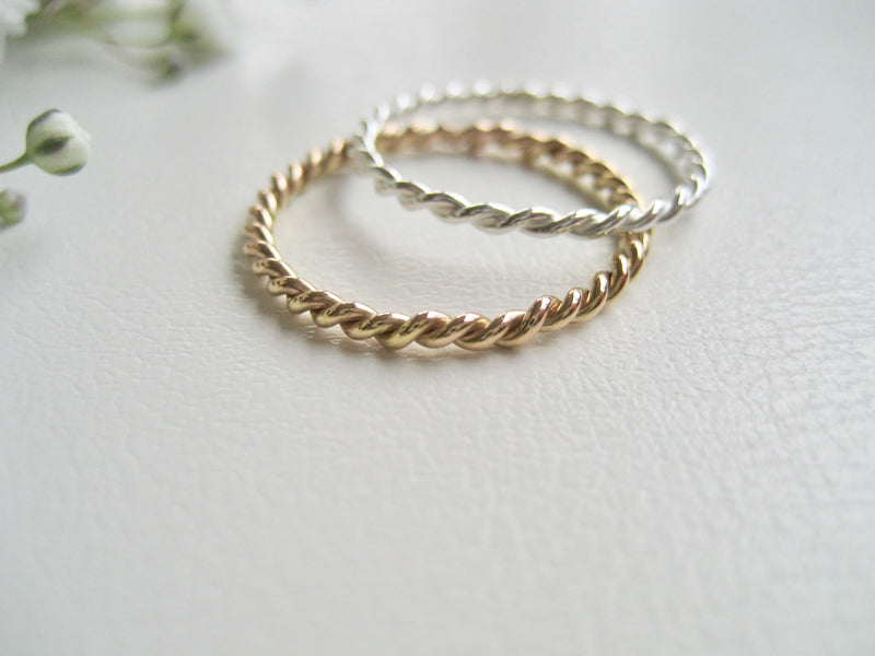 Tvinnad guldfylld ring twist ring silver 925 eller 14k gold filled