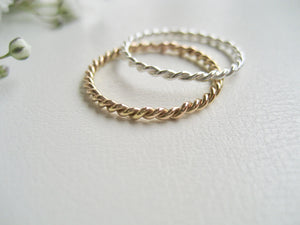 Tvinnad ring twist ring silver 925 eller 14k gold filled