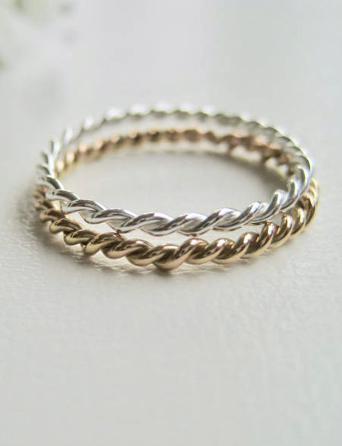 Tvinnad ring twist ring silver 925 eller 14k gold filled