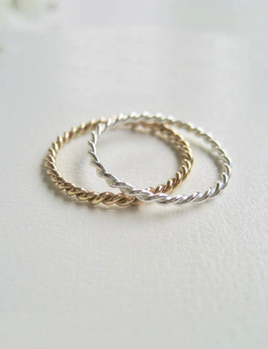 Tvinnad ring twist ring silver 925 eller 14k gold filled